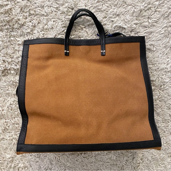 Clare V. Cognac Perf Suede with Black Neptune Border Simple Tote NWT - Picture 8 of 10
